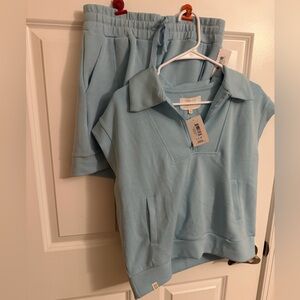 NWT Simply Southern women’s size medium light blue two-piece lounge set